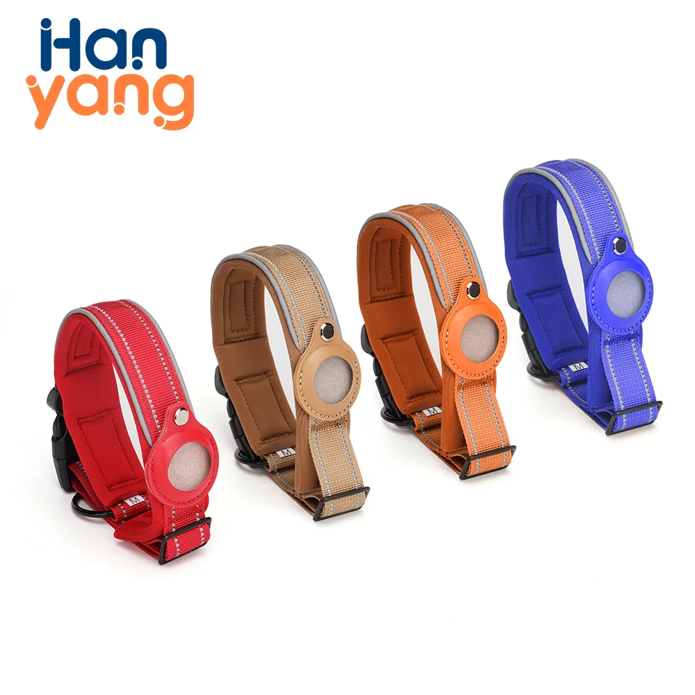 Hanyang OEM пользовательские аксессуары для домашних животных нейлоновый светоотражающий Регулируемый Gps тяжелый тренировочный трекер Airtag ошейник собак и кошек