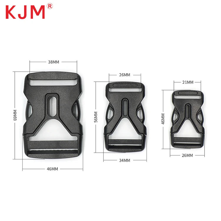 Kjm bike bags accessories 20mm 25mm 32mm 38mm 50mm customized logo webbing strap plastic buckle