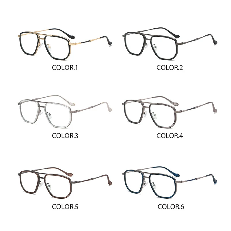 Мужские квадратные очки с защитой от синего света многоугольные металлические сильными петлями