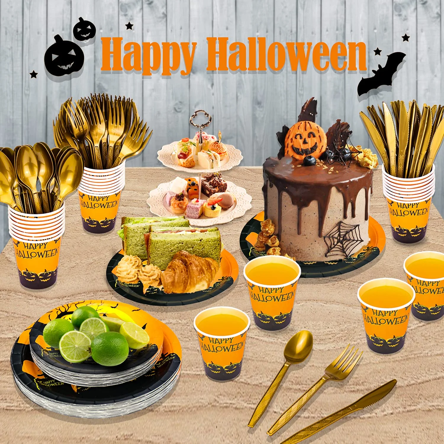 Custom Halloween holiday party set paper cup paper plate disposable tableware set