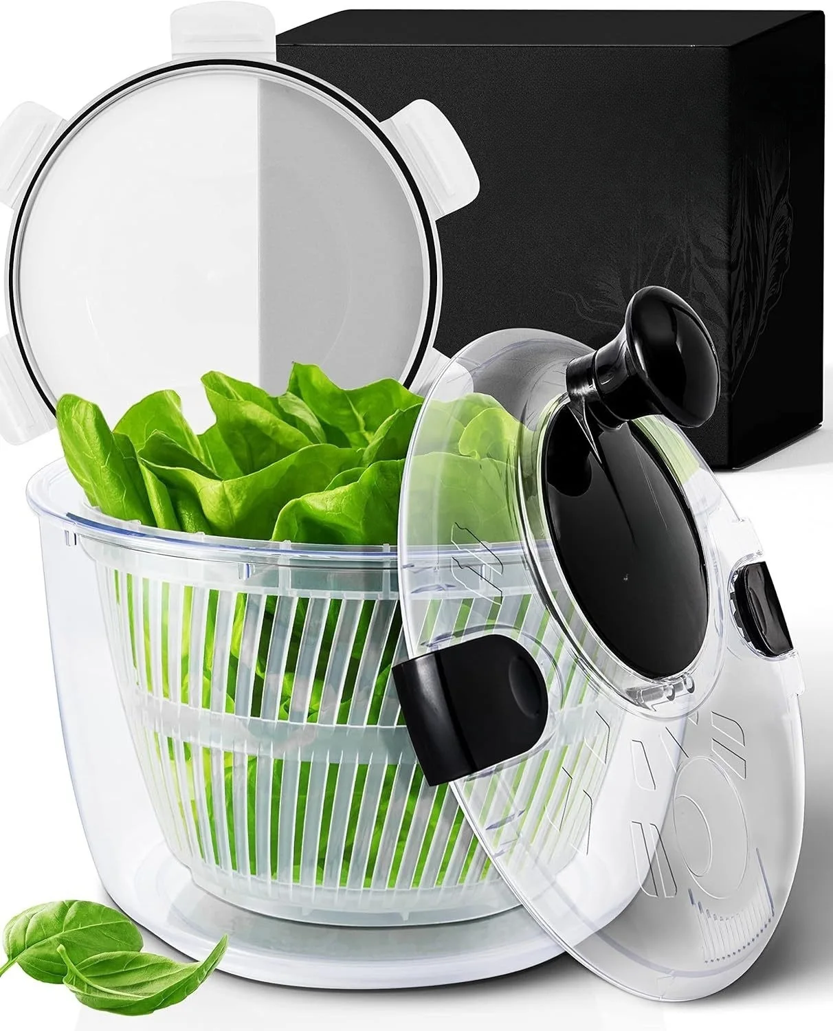 5.28Q Clear High Quality Kitchen manual control Large Salad Spinner Colander Kitchen Vegetable Dryer Vegetable Salad Spinner