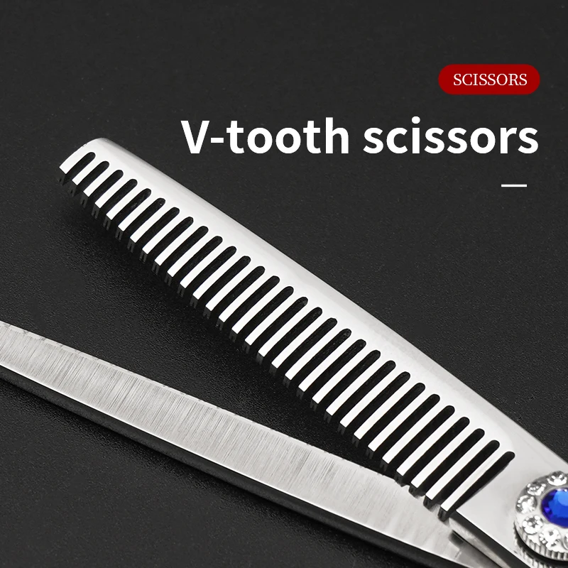 Left hand scissors hair professional Blue stone barber hair  cutting scissors 6.0 thinning scissors