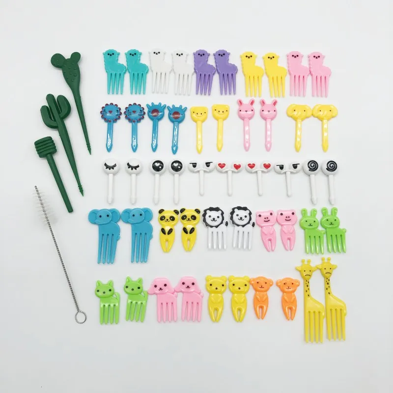 MM Mini Animal Cartoon Food Fork Fruit Pick Sign Bento Lunches Party Decor Vegetable Tableware Dinnerware set