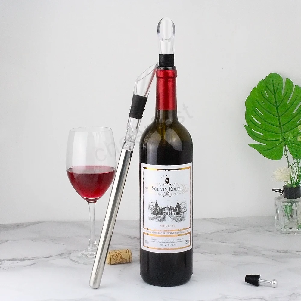 Newest 3 in 1 stainless steel wine cooler chiller stick Pure white box wine chiller stick gift set stainless steel wine cooler