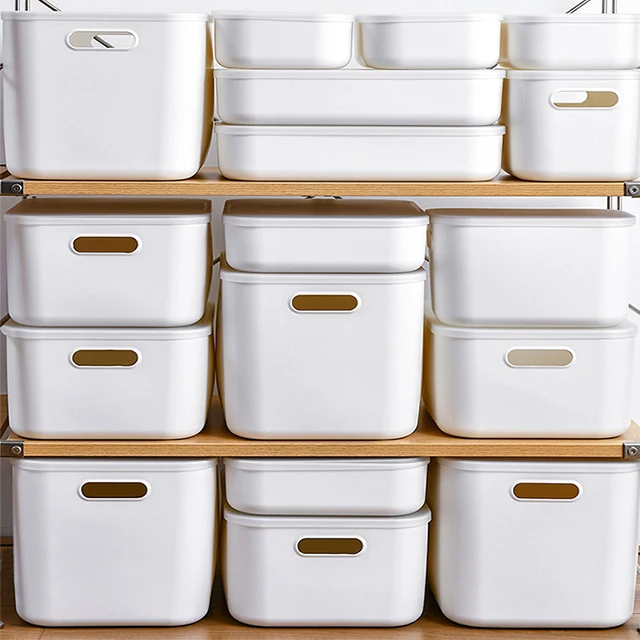 XingYou Home Organizers and Storage Plastic Storage Organizer Container Bins with Cutout Handles