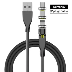 540 Degree Free Rotation Usb Cable 3 In 1 Micro Usb Multi Function Data Transfer Cable Fast Charging Magnetic Charging Cable