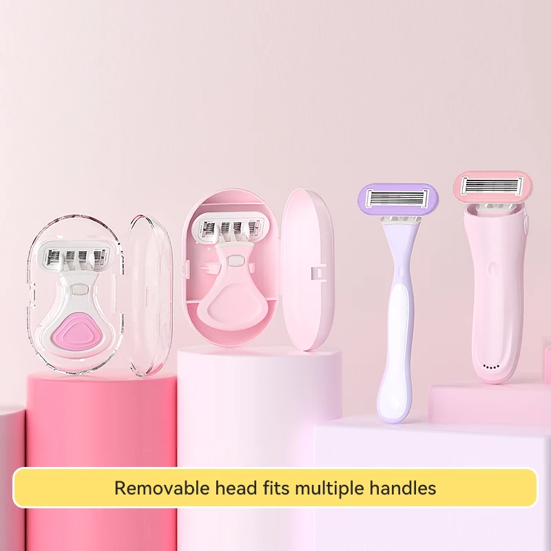 BRIKRLIN Custom Design Girls Shaver Pink Portable 5 Blades Bikini Womens Scheermes 6 Blades Lady Scheermes Shaving Razor
