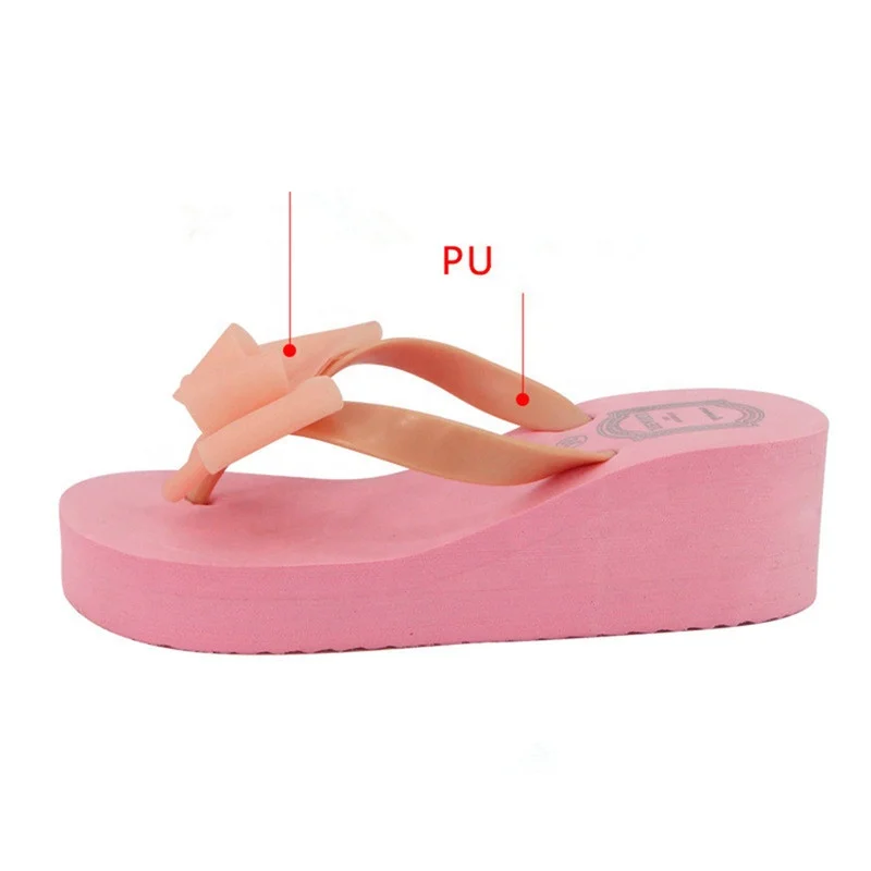 Оптовая продажа, модные дешевые женские тапочки с бантом, женские сандалии на высоком каблуке, шлепанцы