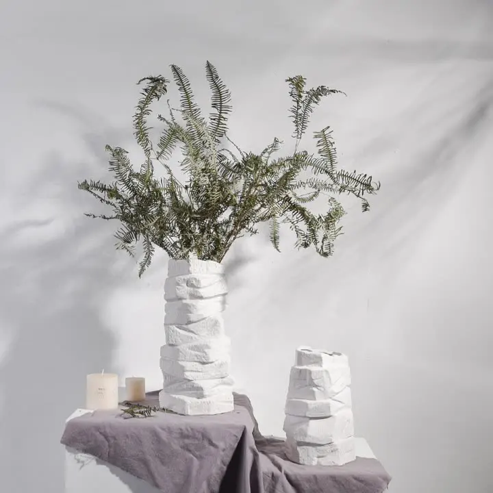 Modern Simple Ceramic Vase Wide Mouth Flower Arrangement Vase Scandinavian Style Home Decoration Arrangement Dried Flower Vase