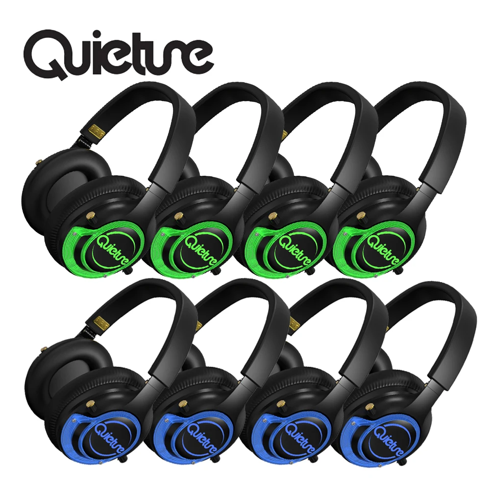 High quality foldable wireless  F49 HIFI silent disco headphones with 3 or more channels and led light for parties 500m range
