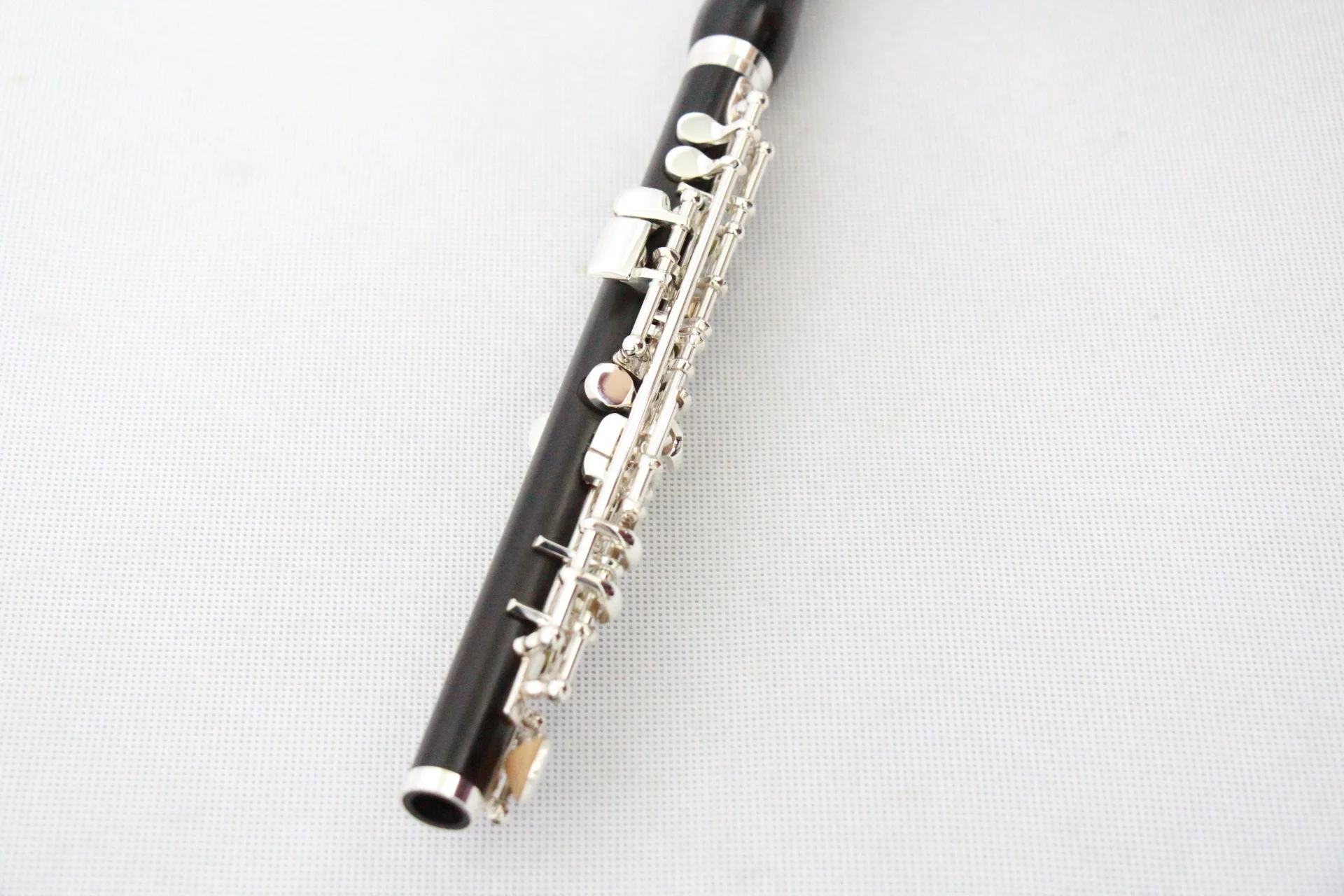High grade factory price handmade woodwind instruments ebony body with silver plated piccolo