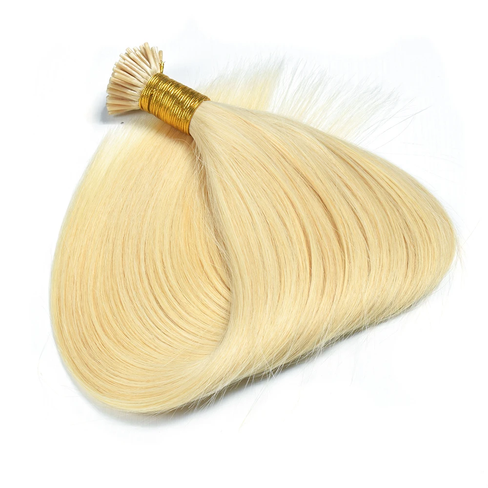 Factory Price Straight Cheveux Humains Couleur En Gros 100% Human Hair Bundles 613 Blond I Tip Hair Extensions