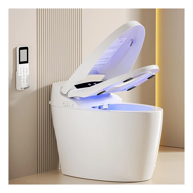 Leton Economic Floor Mounted Automatic Flush Open Japanese One Piece Bathroom Wc Water Closet Smart Toilet With Remote Control