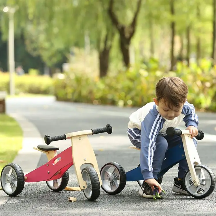 Игрушки UDEAS Montessori широко используемые деревянные велосипедные (мини-велосипед 2 в 1-желтый) для детей