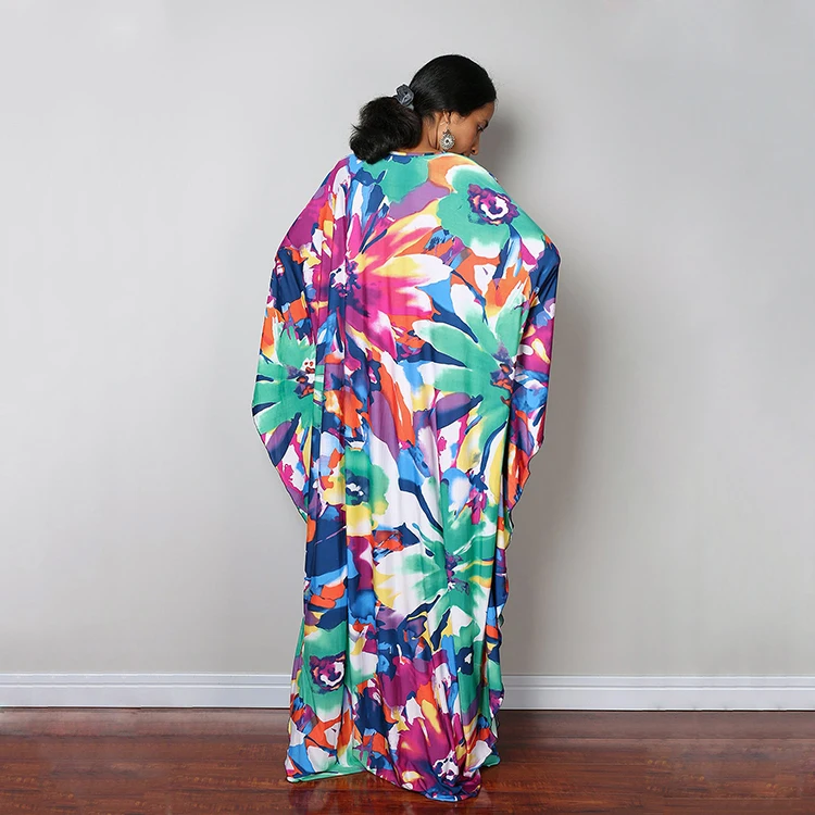 Islamic Clothing Printed Free Size Long Dress Kaftan For Muslim Women Casual Dress