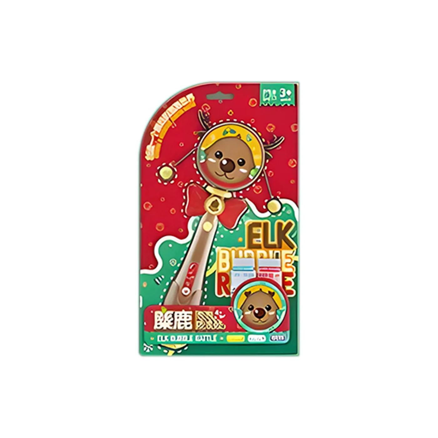 KUNYANG Christmas lovely elk design baby kids outdoor play rattle drum electric bubble maker wholesale item bubble sets toys