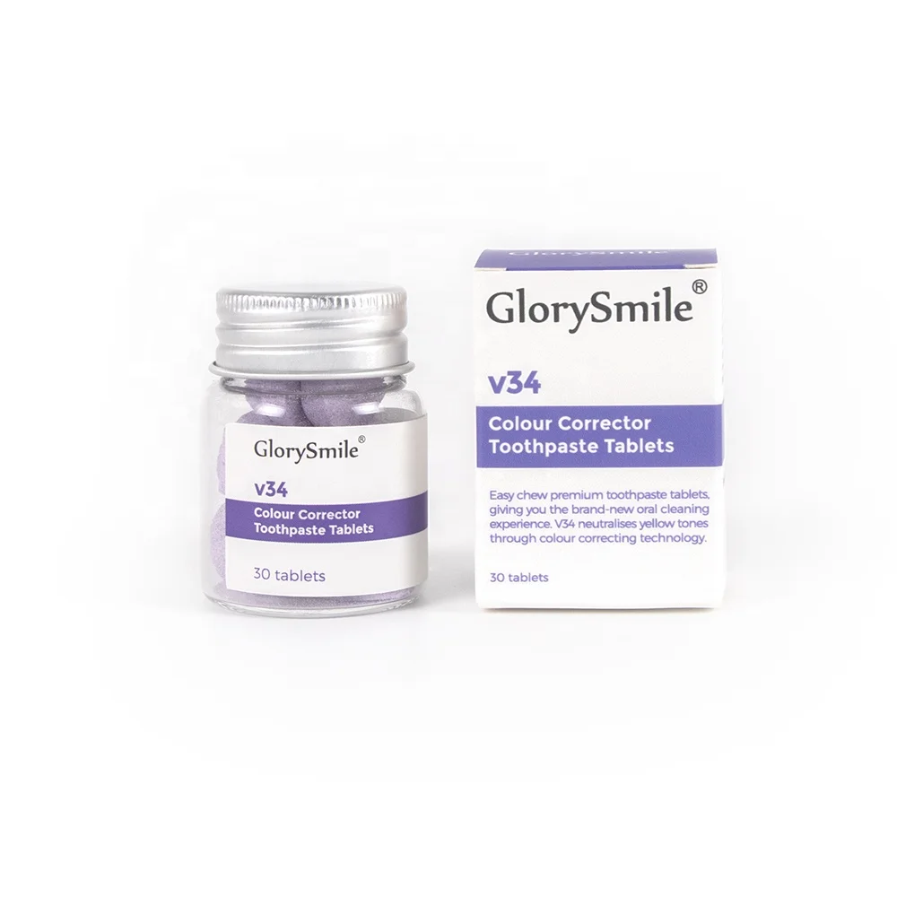 New Trend GlorySmile Professional Whiten Teeth Dental Oral Care V34 Colour Corrector Toothpaste Tablets