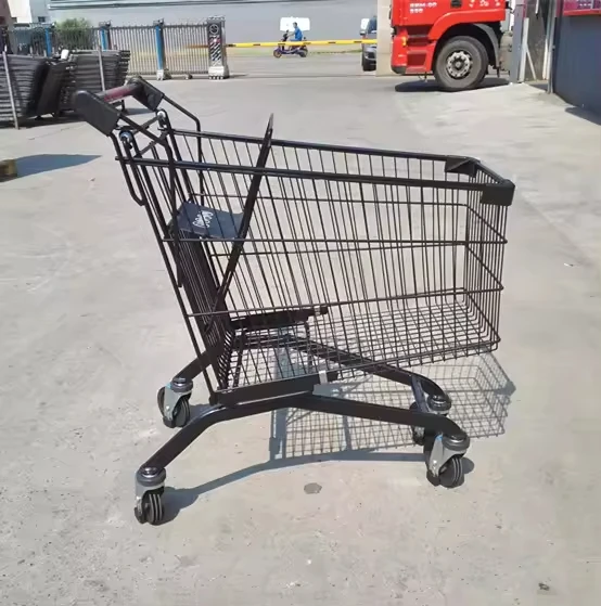 270L High-Capacity Hand-Push Shopping Trolley with Mesh Body and Four Wheels for Hypermarket