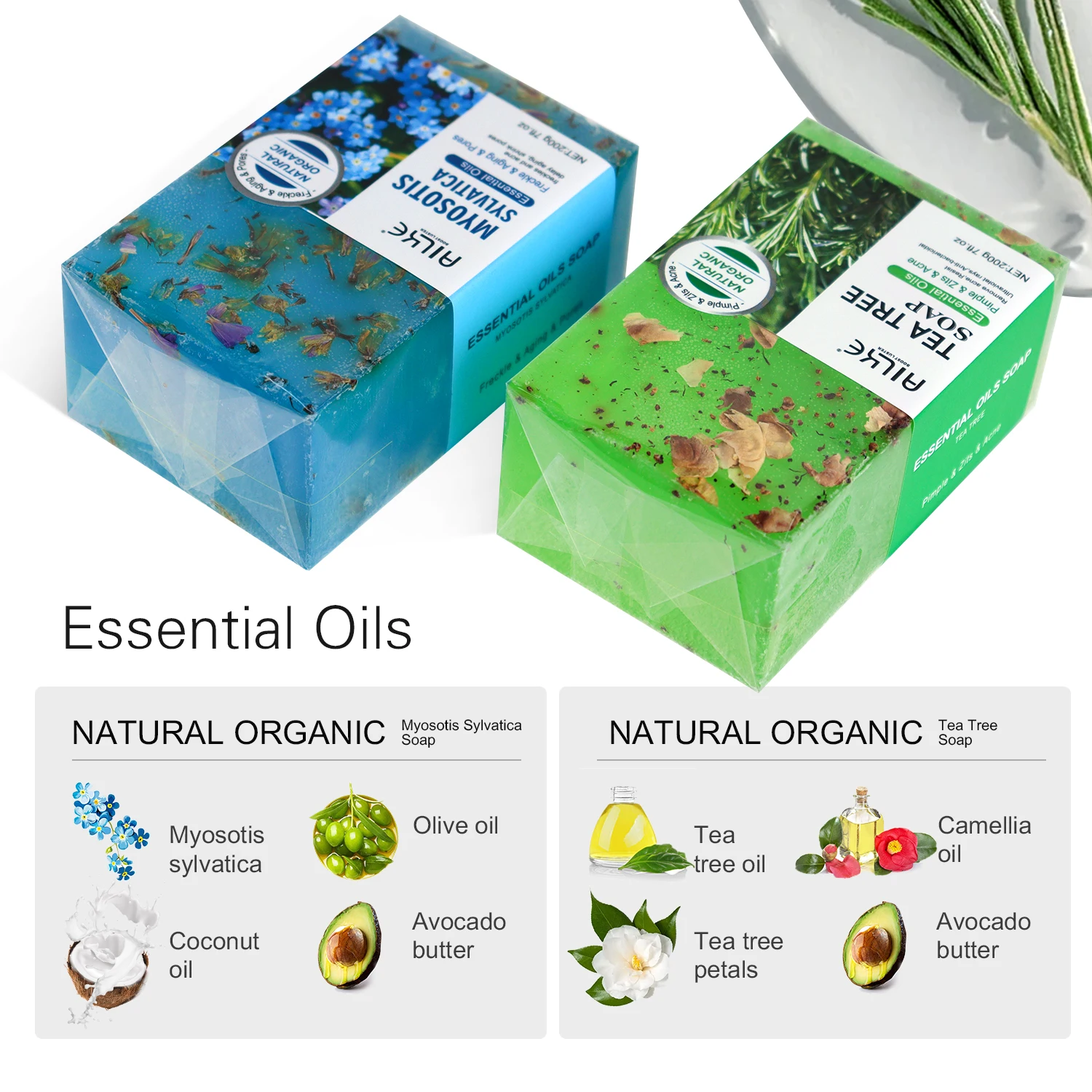 ailke Tea Tree Soap Glycerin Base Skin Lightening Face Remove Acne Body Bathing Whitening Soap