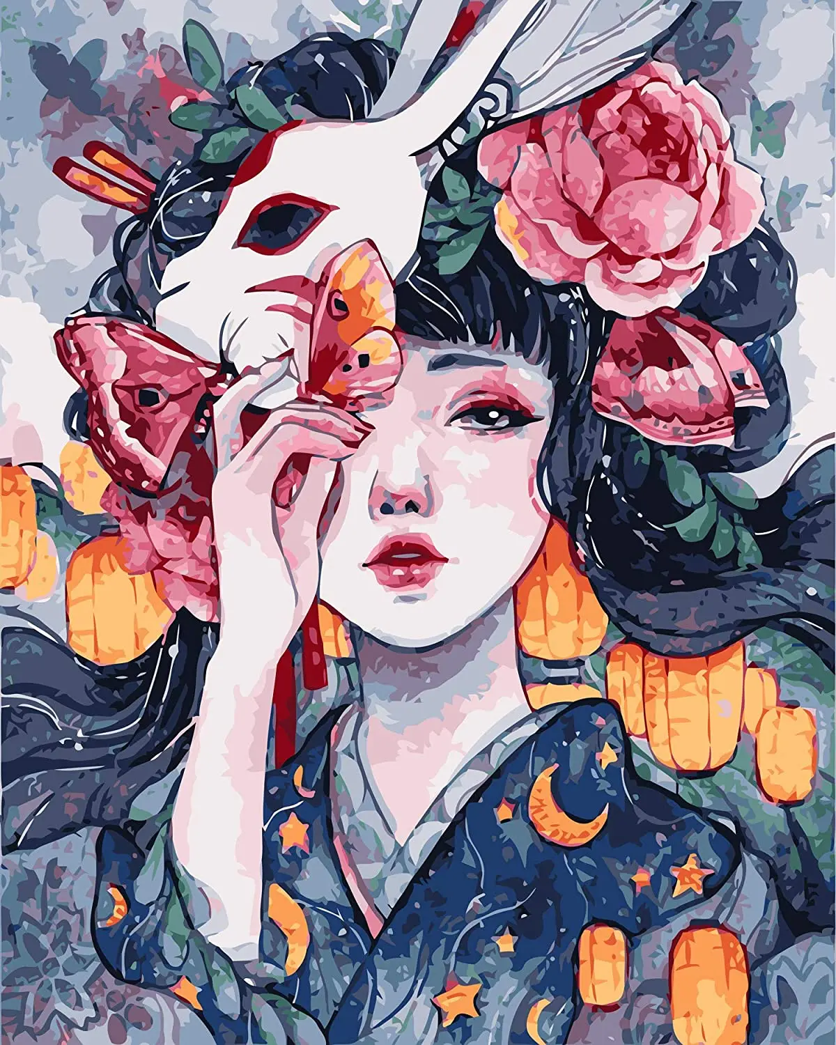 Wholesale handmade canvas painting cotton 280g painting by numbers girl