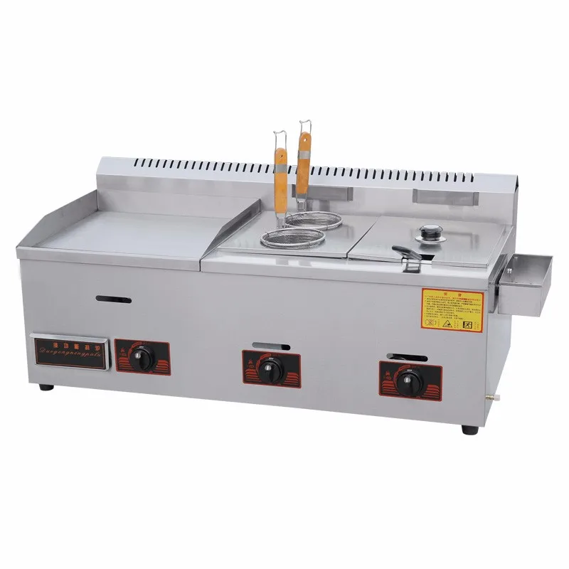 High Quality Restaurant Kitchen Stainless Steel Flat Top Gas Griddle Grill Fryer Noodle boiler Multipurpose Machine
