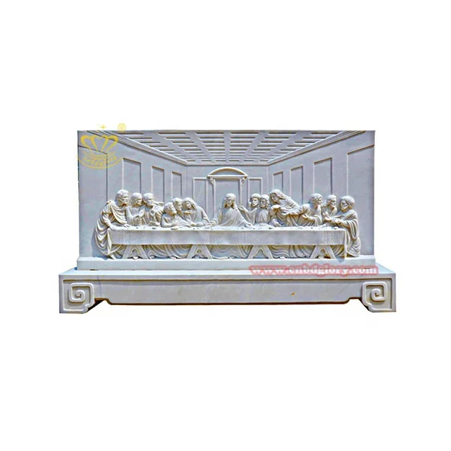 Christian cathedral decoration design stone art sculpture Marble Relief Art The Last Supper Statue