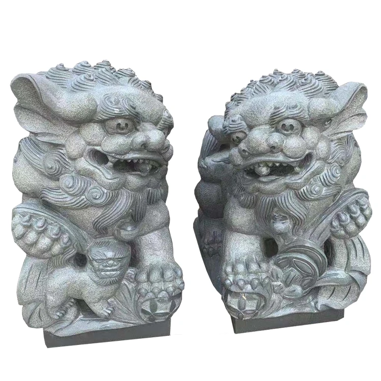 Chinese Tradition Stone Lion Sculpture Outdoor Foo Dog Statues Sale