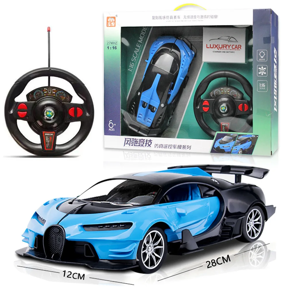 1:12 4 Channels RC Car With Led Light 2.4G Radio Remote Control Bugatti Sports Car High-speed Drift Car RC Toys