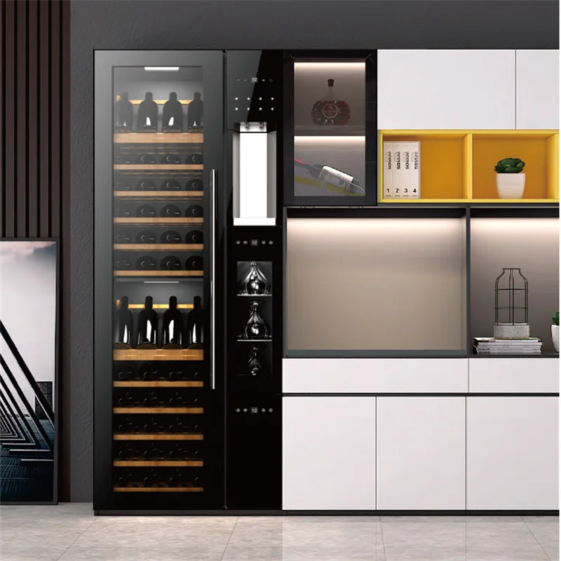 112 Different temperature double door dual zone red wine cooler for prefect wine experience