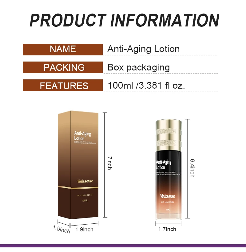 Vinissense Anti-Aging Lotion 80ml Reduces the appearance of fine lines, moisturizes and smoo the face OEM ODM  customized