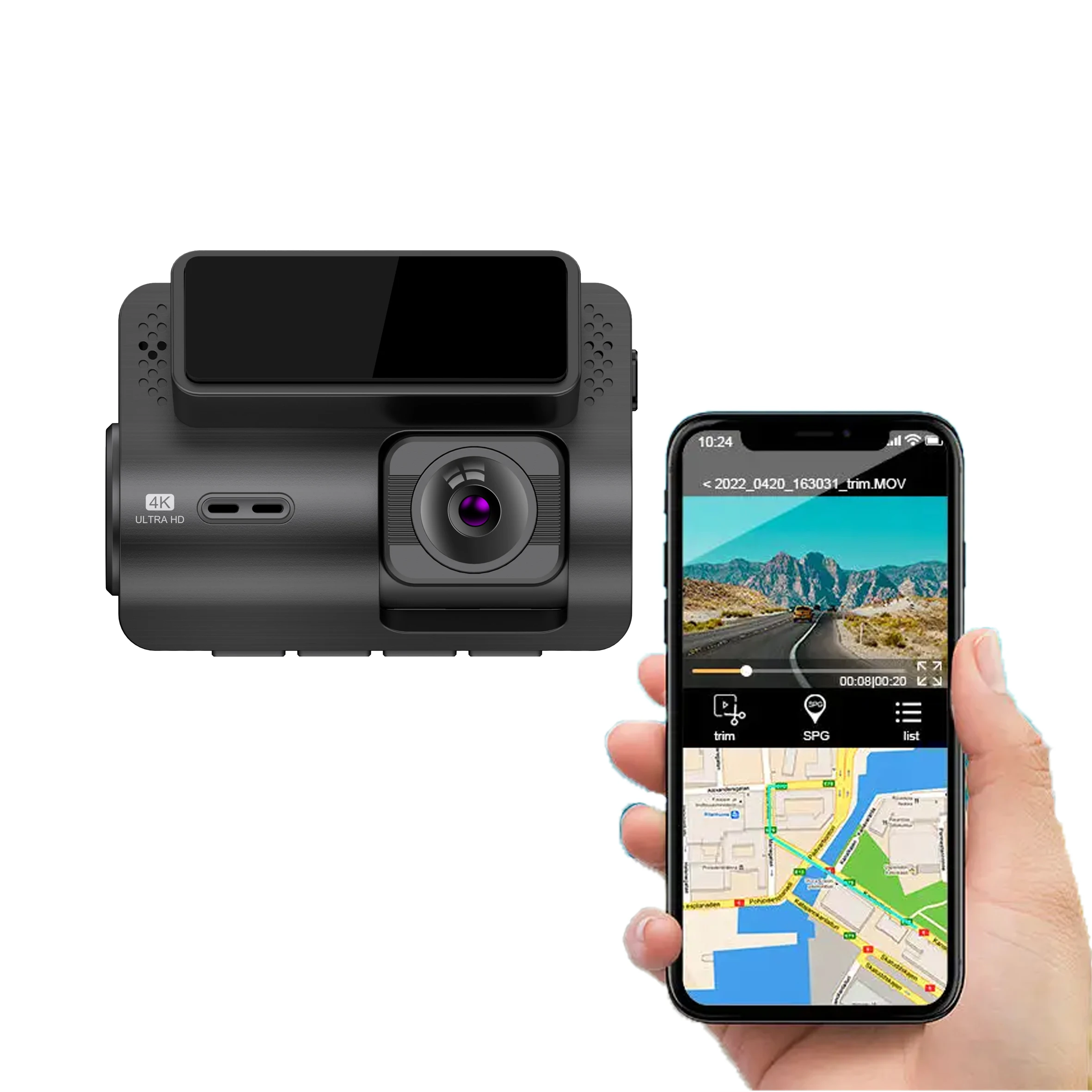 Hotselling  car black box 4k Car dash cam with gps dual cameras Car Driving Monitor Recorder mobile phone APP blind spot detect