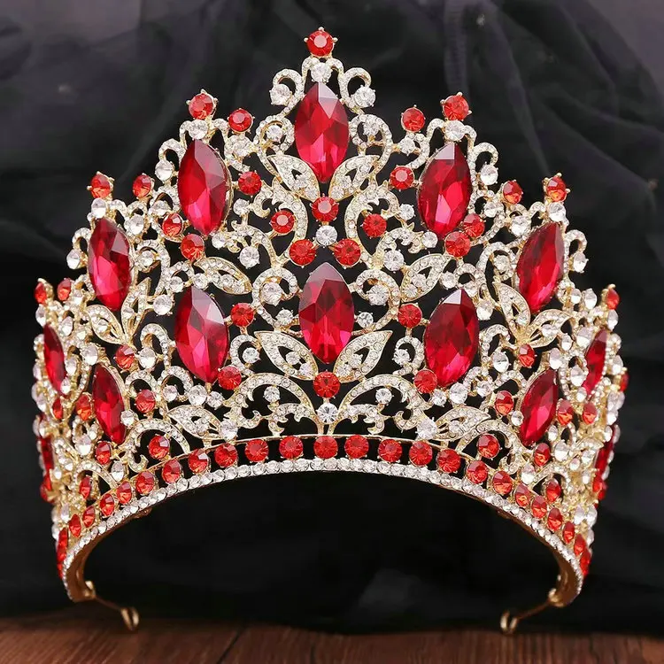 2024 New Arrival Big Pageant Crown Wedding Miss World Tall Crowns Headpiece Universe Crowns for Women Queens