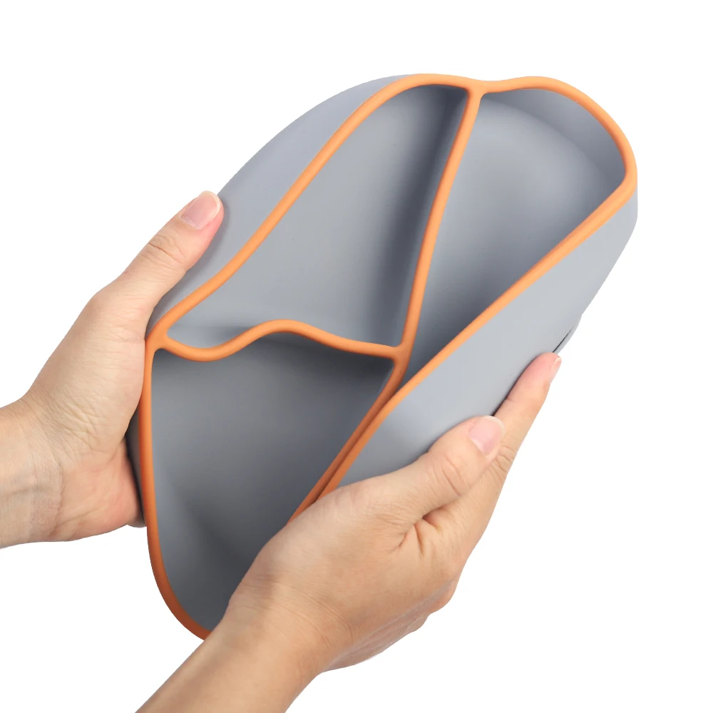 Newsun 100% QC Custom Logo Can Be Matched With A Gift Set Silicone Baby Feeding Plates With Strong Suction