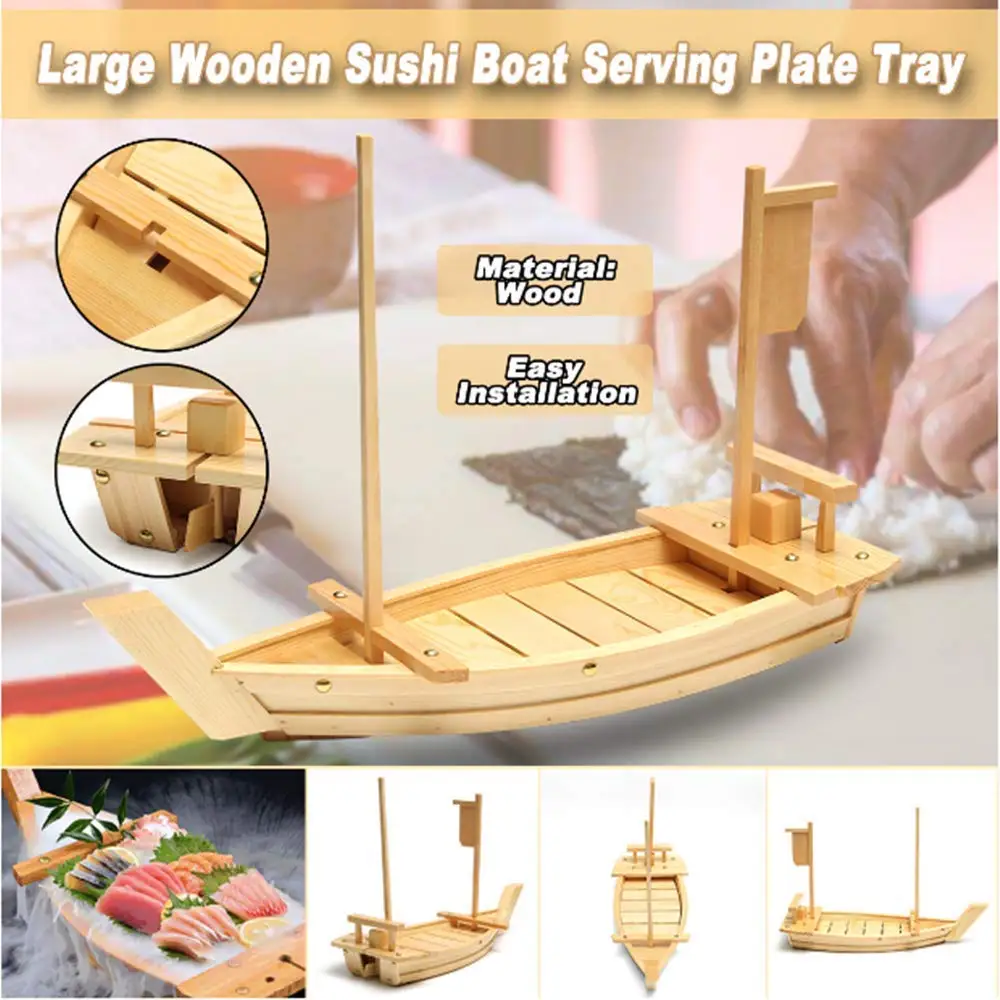 
2014Newell wooden sushi boat serving plate dish tray container canape with Twisted end 