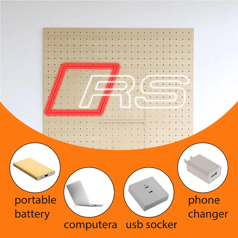 RS Neon Sign Custom 5V USB Powered Car Neon Sign Brightness Adjustable with Plastic Body for Garage 4S Store Decoration