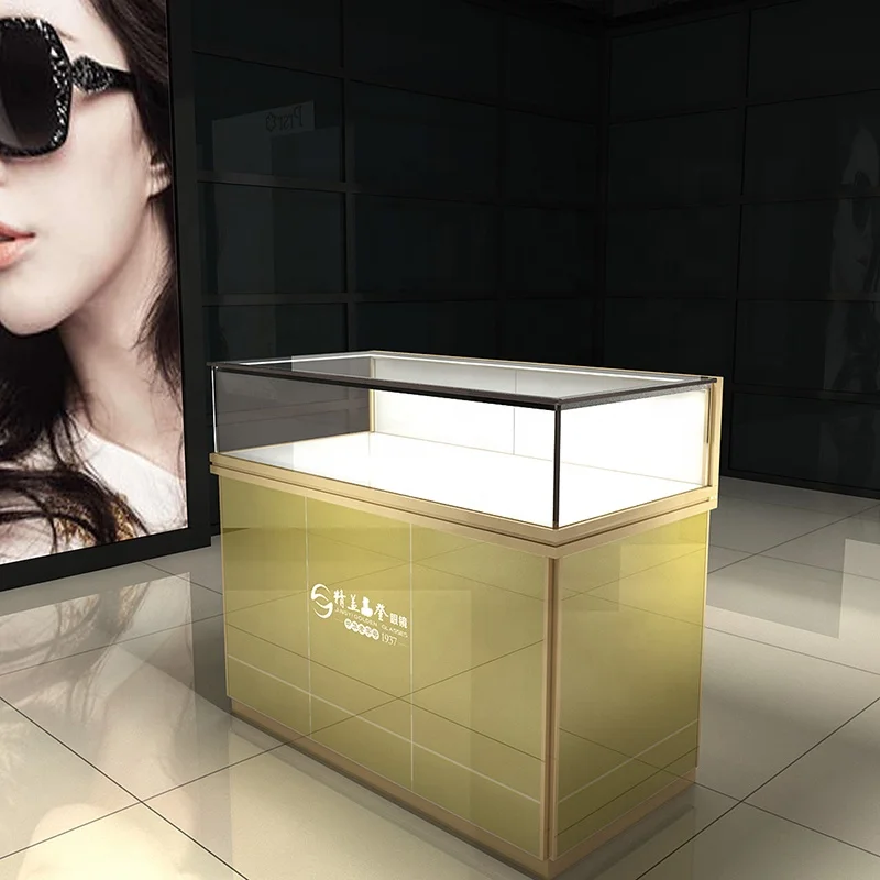 luxury top high end glass fashion furniture lighting case window jewelry display showcase cabinet counter for shop store