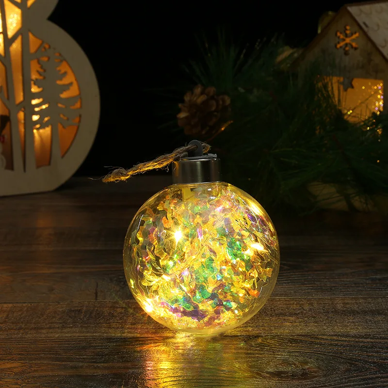 wholesale 2022 new LED transparent Christmas ball Christmas tree hang ornament luminous double-pointed ball