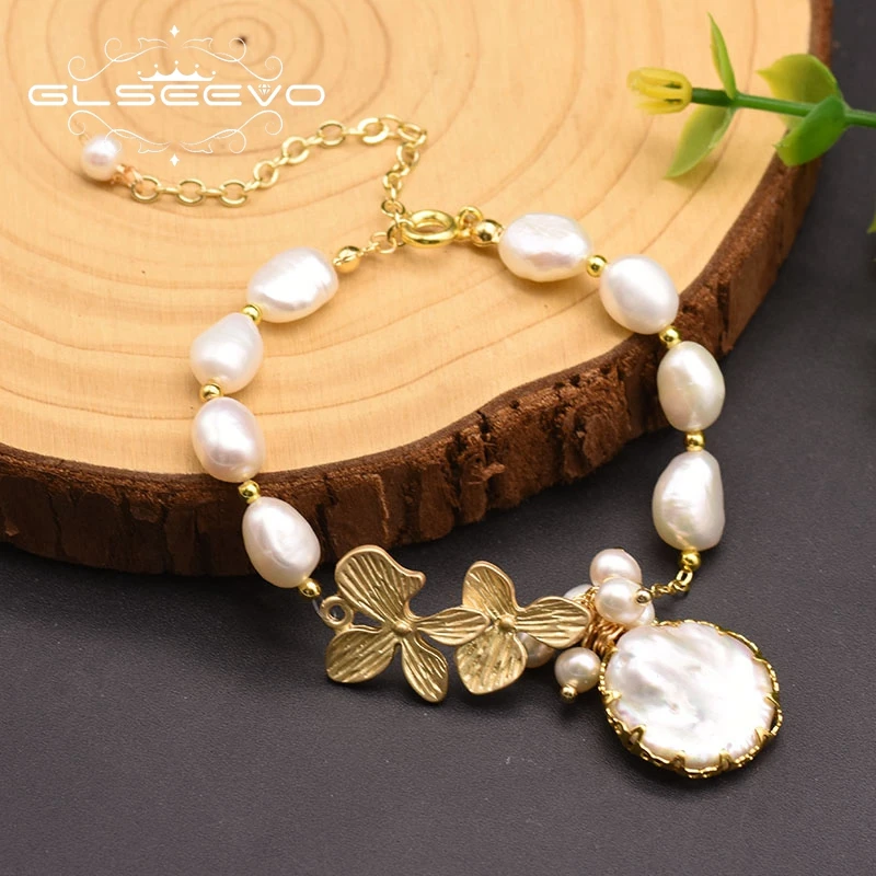 Natural Baroque Pearl Charm Bracelet For Women Party 18k Gold Plated Bracelets & Bangles Fine Jewelry