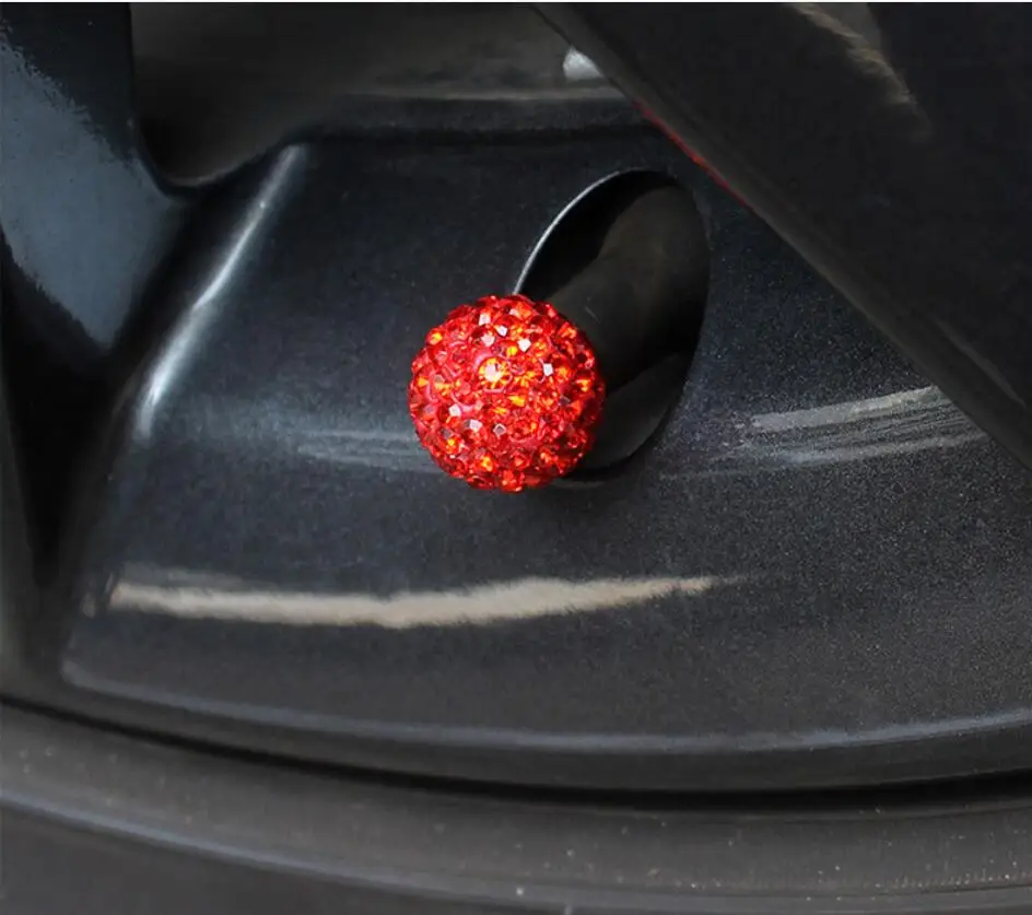 Blue Pink White Red Crystal Bling Car Tire Valve Caps Diamond Shining Dust-proof Wheel Valve Cover Vehicle