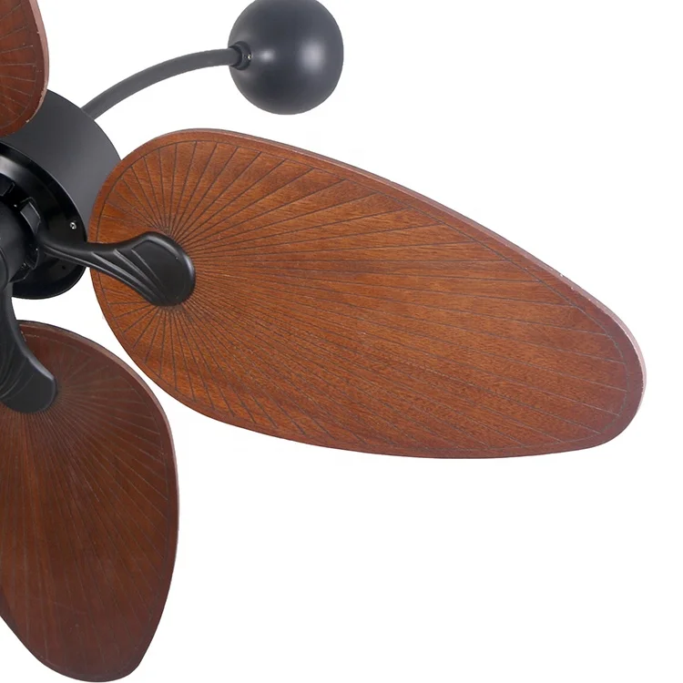 52 Inch Fancy Decorative Palm Leaf Wall Mount Fan Solid Wood Blades Ceiling Modern Designer Manufacturer