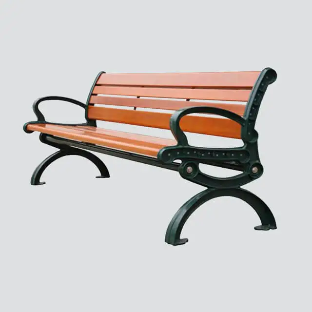 chinese design public wood WPC park bench manufacturer outdoor metal frame seating wood slats benches seat for sale