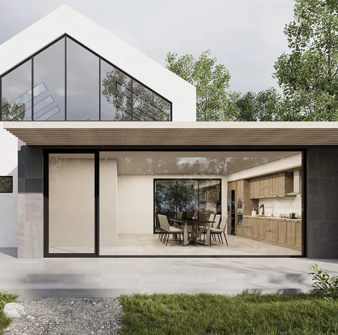 Beigeman Balcony Large glass panoramic picture window Guardrail design sliding window Thermal break house sliding window