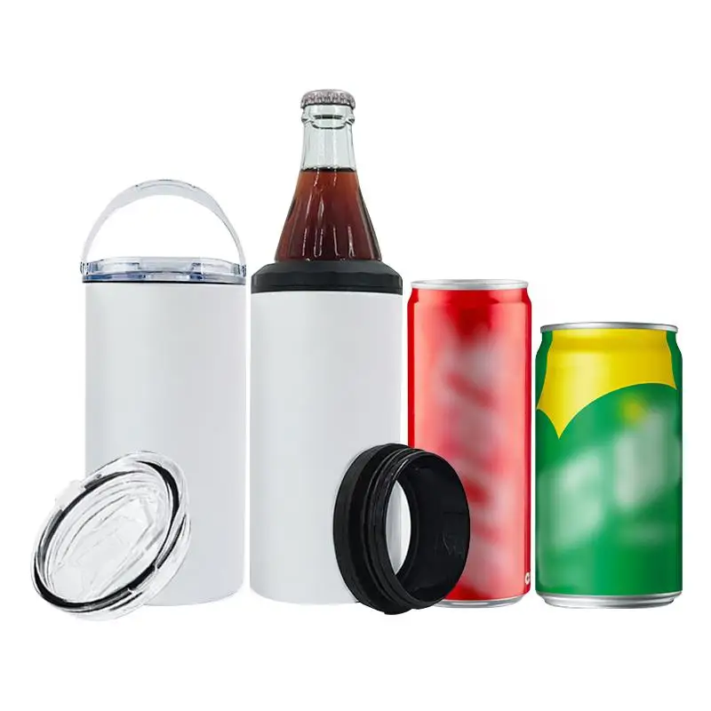 US Warehouse stocked hot sales 16oz double wall stainless steel sublimation blanks can cooler for soda liquor beer with 2 lids