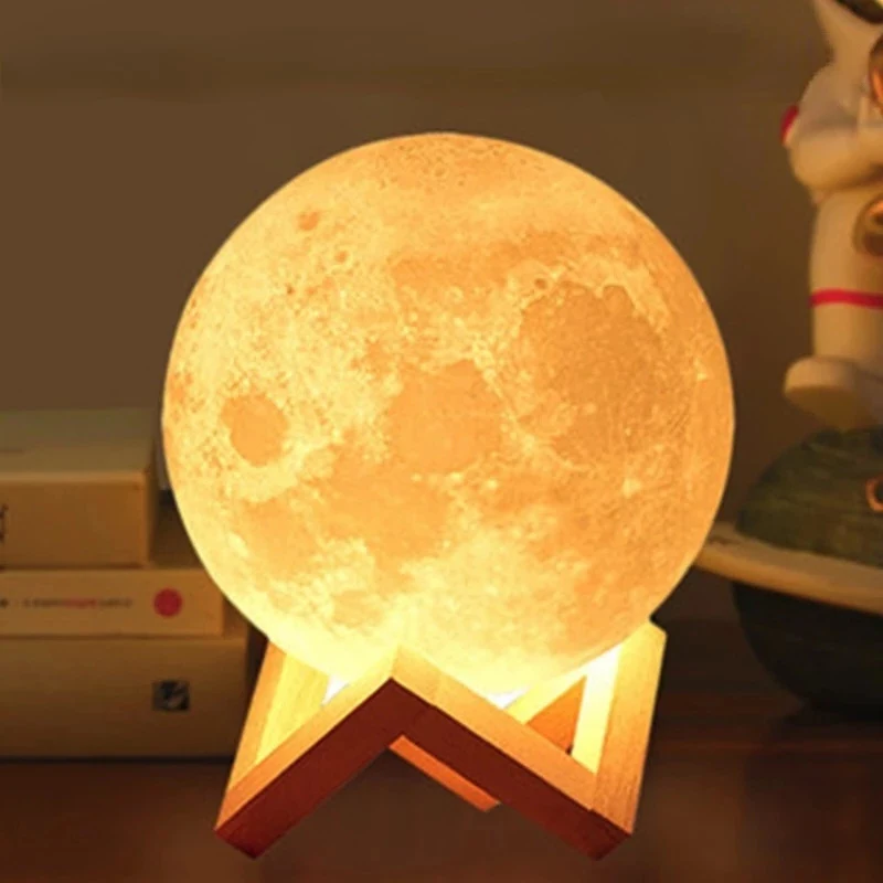 Custom Customised Lampara Lunar Lampara De Luna Moon Light Touch Personalized Lunar Kids Base LED 15Cm 18Cm 16 Colors Custom Moo