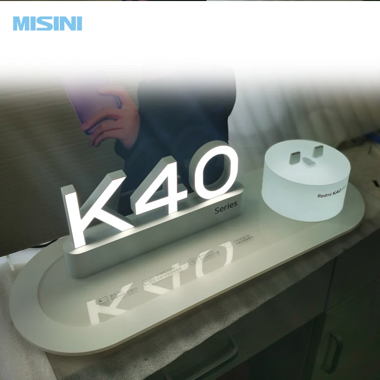 ABS Mold Sign Countertop Brand Logo Advertising Light Sign For Mobile Phone Shop Tabletop Led Illuminated Light Up Sign Letters