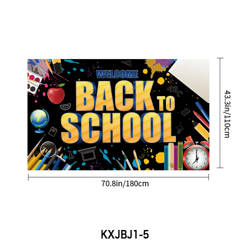 Back to School Photography Backdrop Blackboard for Kids Party Banner School Bus Pencil Chalkboard Photo Background Prop Booth