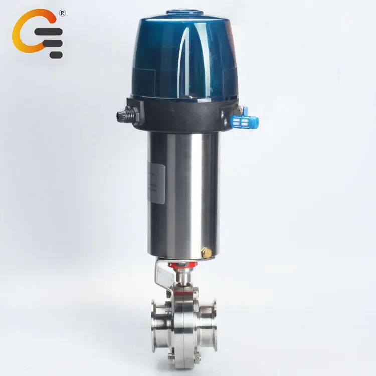 Smart C-Top Control Head Box 304 Stainless Steel Pneumatic Butterfly Valve With Pneumatic Actuator