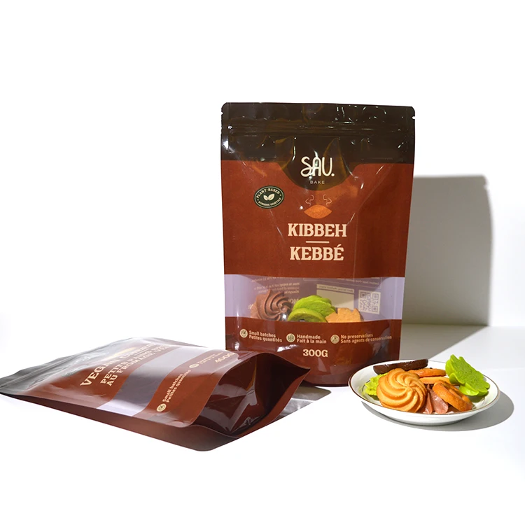 Mylar Bags With Window Digital Print Custom Plastic Stand Up 3 Side Sealed Pouch For Candy Cookies Packaging