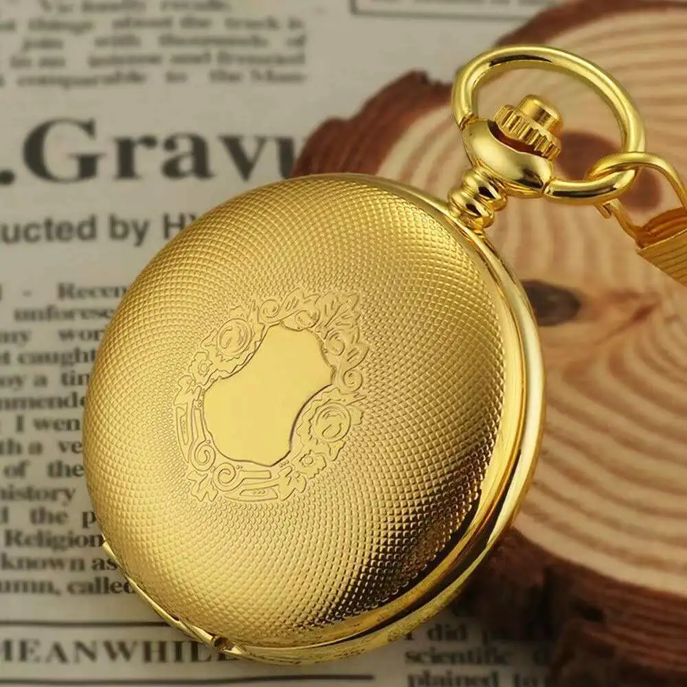 Roman Double Face Heart Gold Manual Mechanical Pocket Watches