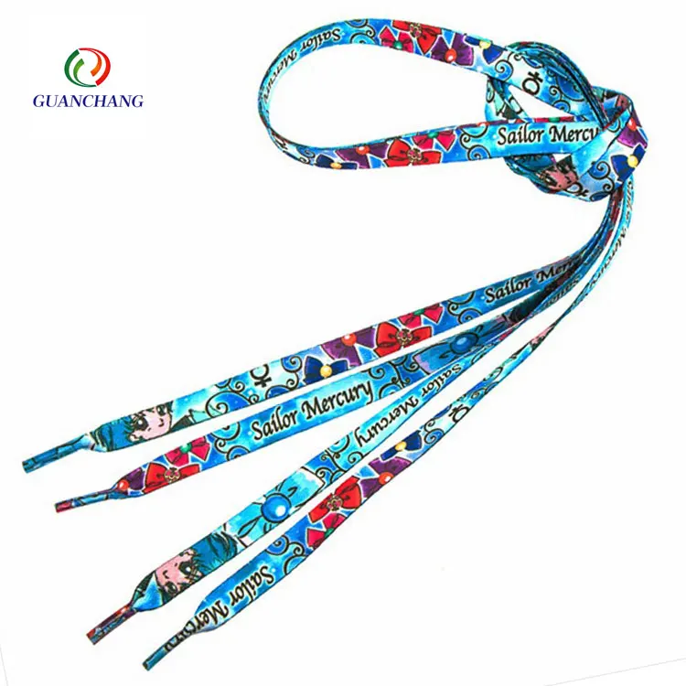 Wholesale high quality custom design your own flat fat polyester printed logo shoe laces bulk elastic shoelace for sneaker